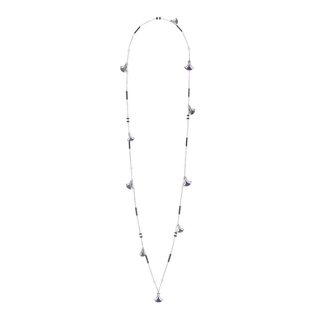 René Lalique Larcade Collana Lunga Argento Cristallo Viola