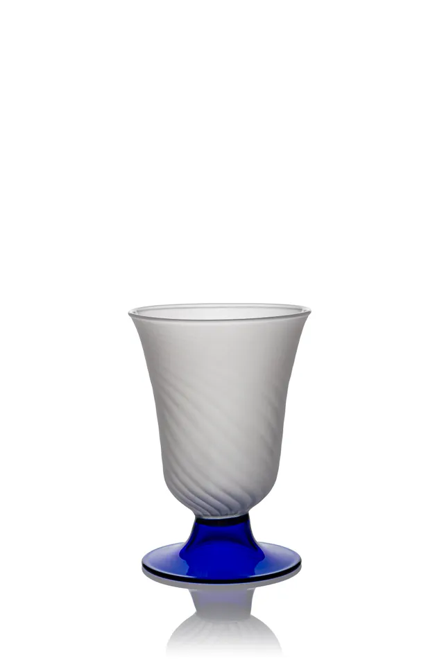 Vaporetto Amalfi bicchiere vetro Murano blu satinato
