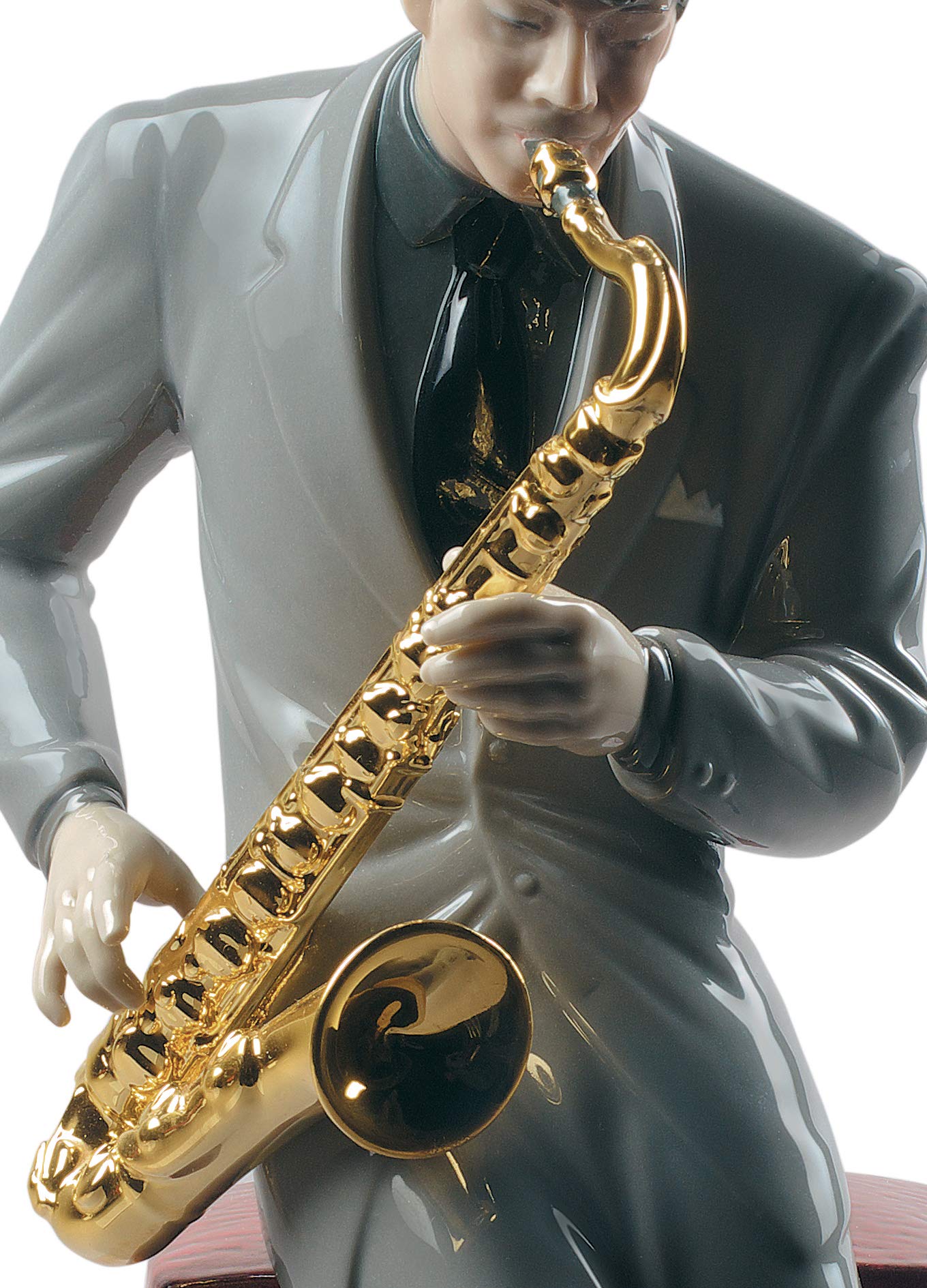 Lladró Sassofonista Jazz Figurina Porcellana Musica Artigianale