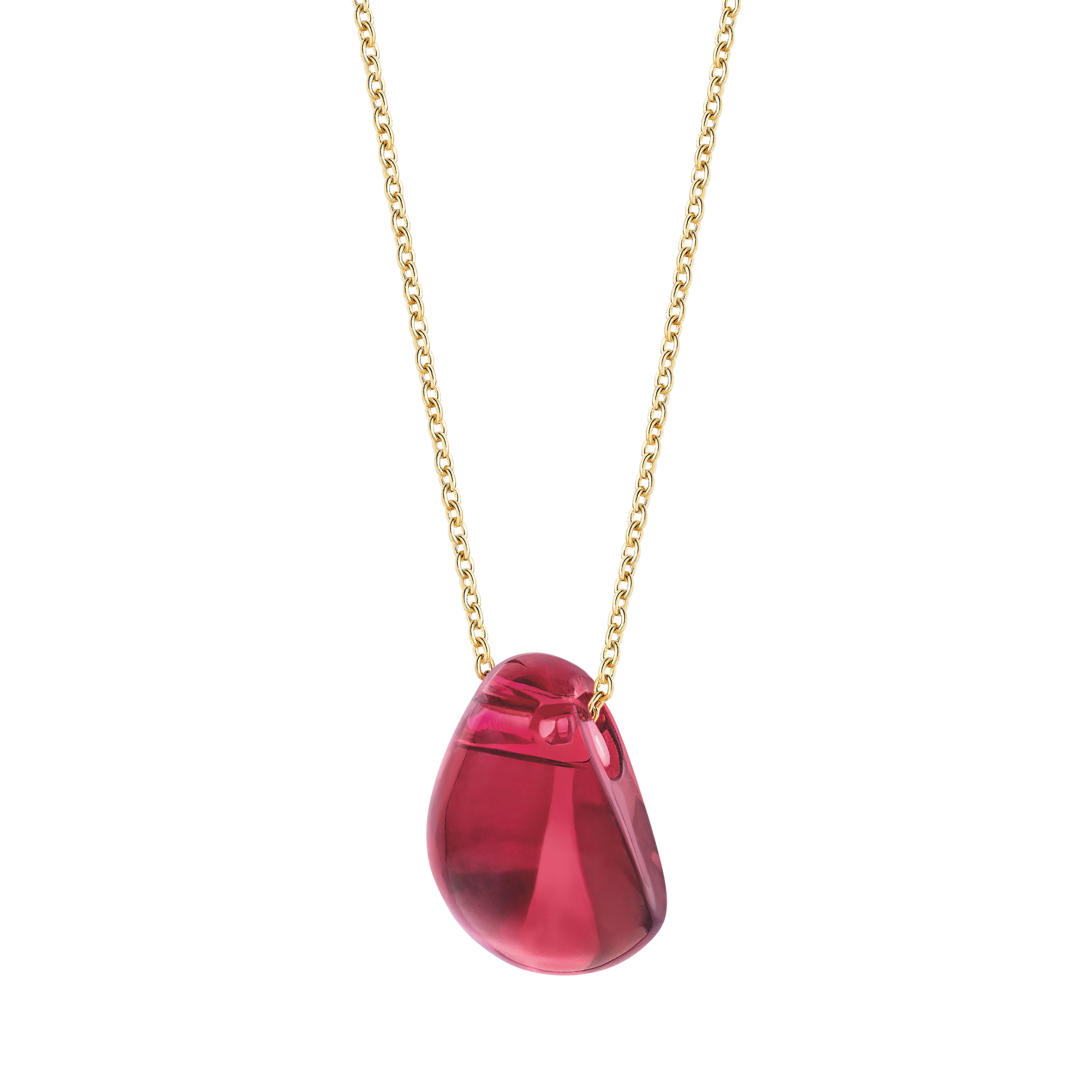 René Lalique Cabochon ciondolo rosso ottone dorato