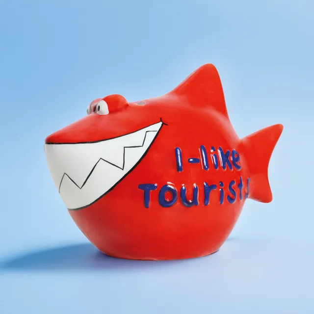 Sparschwein Company I Like Tourists salvadanaio squalo piccolo viaggio