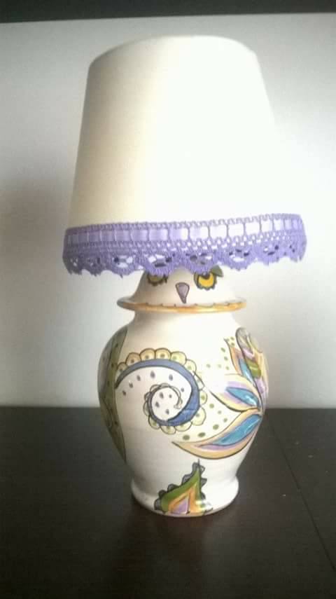 Raffaela Russo Arredo Fiori lampada ceramica dipinta a mano