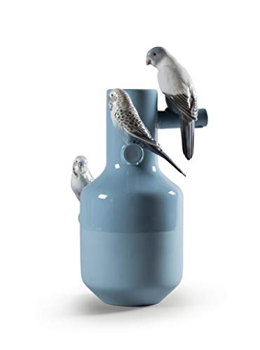 Lladró Parrot Parade vaso porcellana turchese fatto a mano