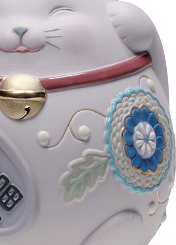 Lladró Maneki Neko III Gatto Fortunato Porcellana Rosa
