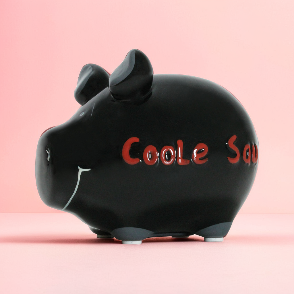Sparschwein Company Kleinschweine Coole Sau salvadanaio nero rosa