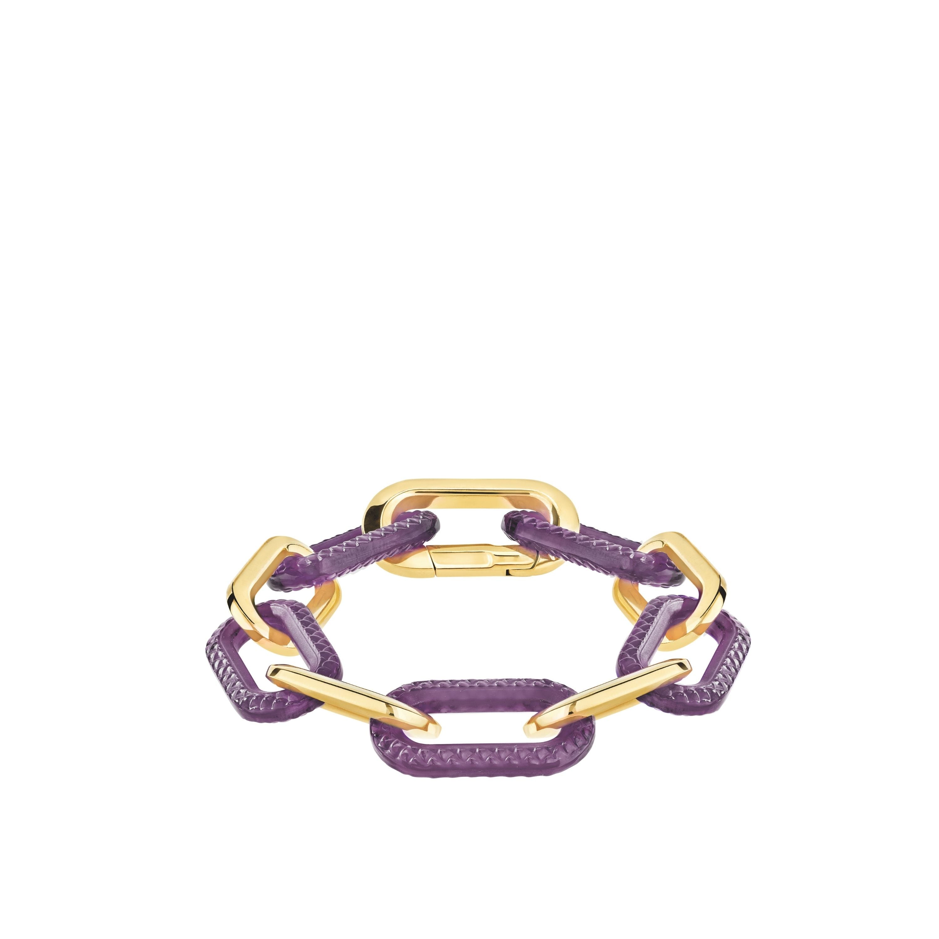 René Lalique Empreinte Animale Bracciale 5 Cristalli Oro