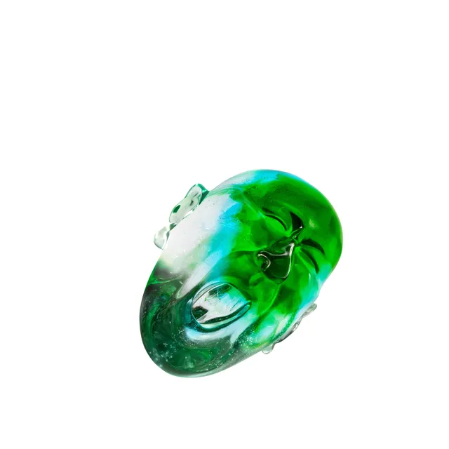 Lalique Yawning Man Scultura Cristallo Verde Taglia L