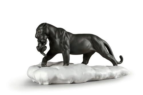 Lladró Pantera nera con cucciolo scultura in porcellana