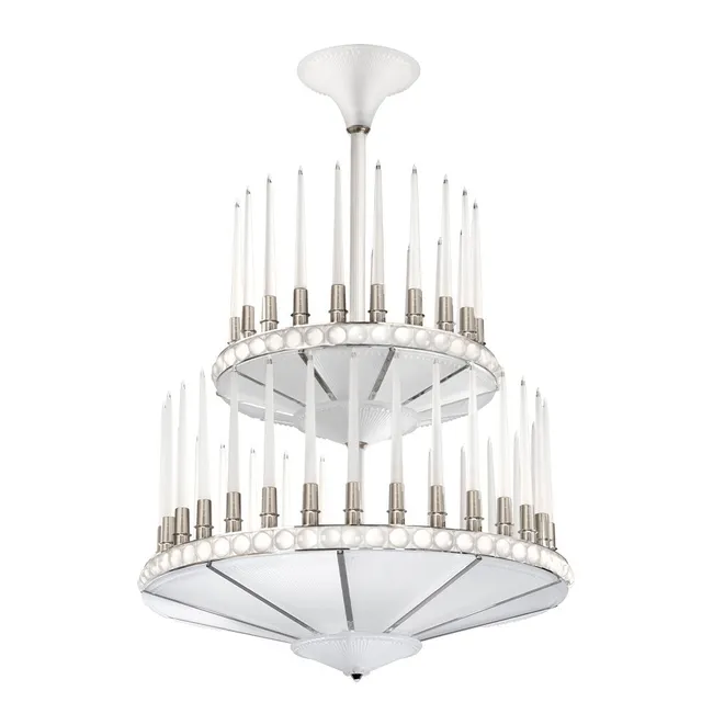 Lalique Perles lampadario 2 ranghi D1000 mm nichel
