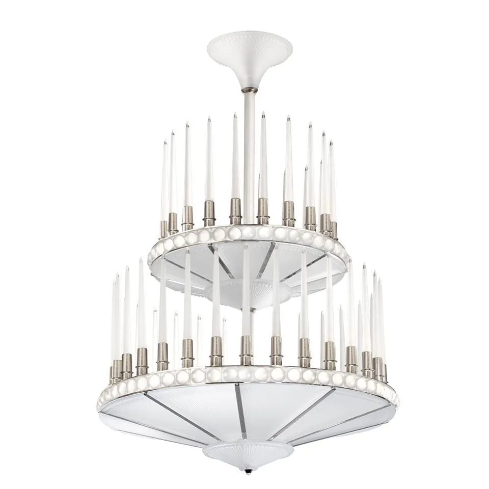 Lalique Perles lampadario 2 ranghi D1000 mm nichel