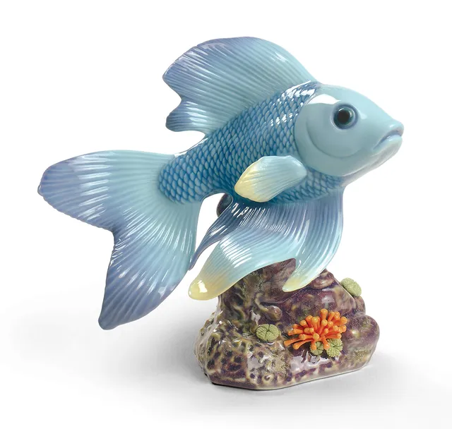 Lladró Sculture Pesce Sognatore dello Stagno figurina porcellana blu