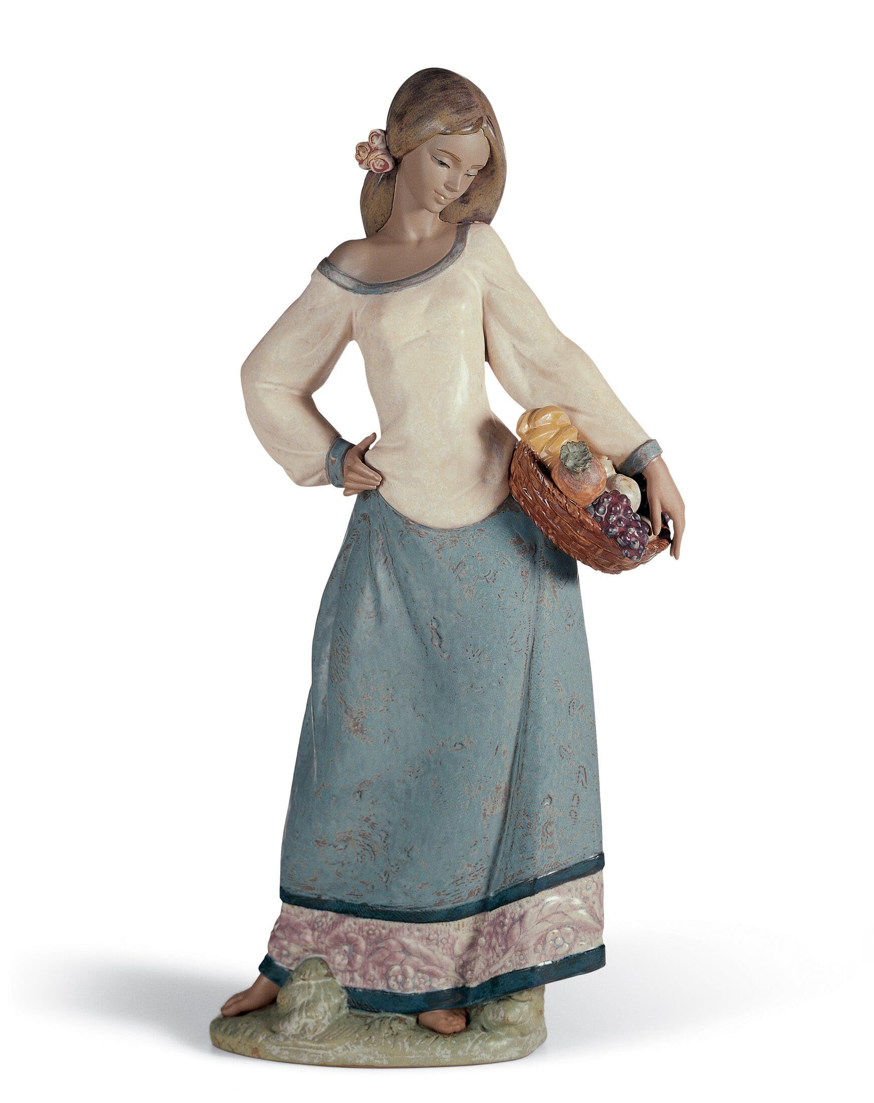 Lladró Sculture Donna Venditrice di Frutta figurina porcellana fatta a mano