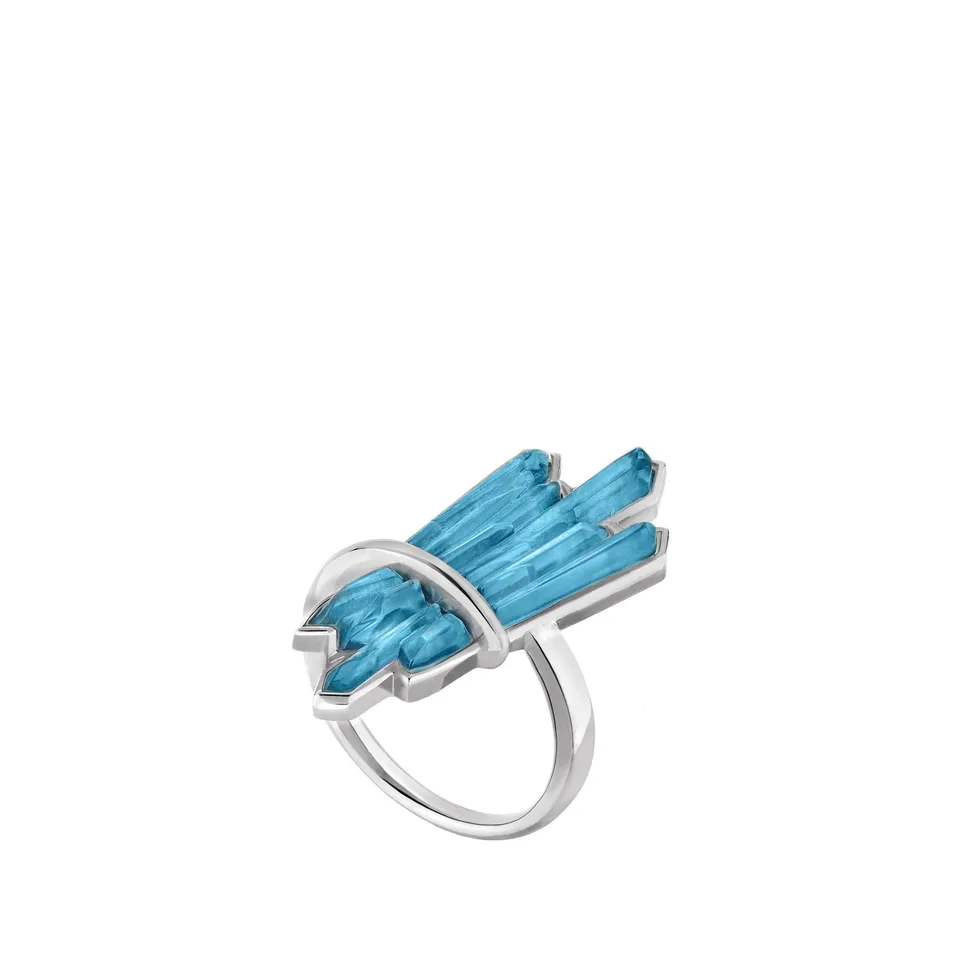 Lalique Terramineral Anello cristallo blu Persepolis