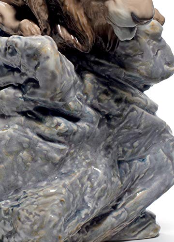 Lladró Sculture Leone in Agguato figurina porcellana animale
