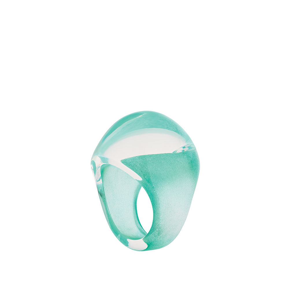 Lalique Cabochon anello cristallo verde misura 49