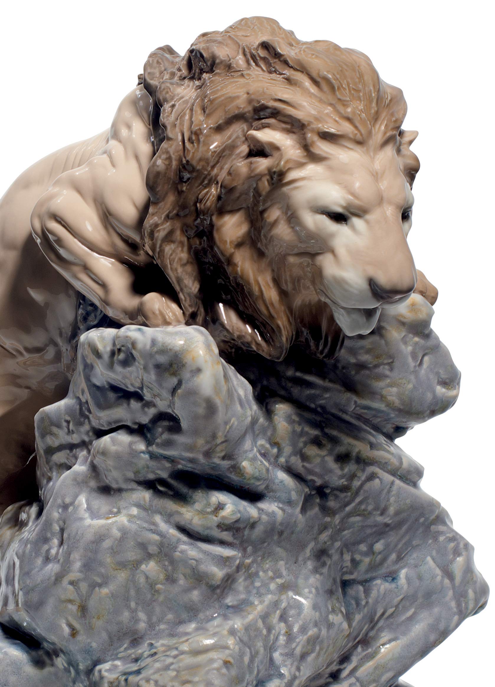 Lladró Sculture Leone in Agguato figurina porcellana animale