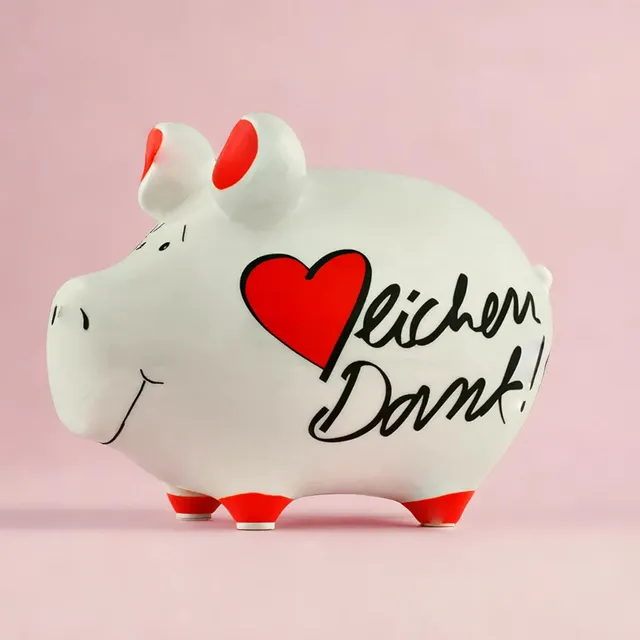 Sparschwein Company Herzlichen Dank Salvadanaio piccolo bianco