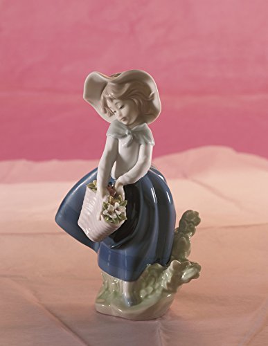 Lladró Ragazza Con Borsa figurina porcellana con fiori