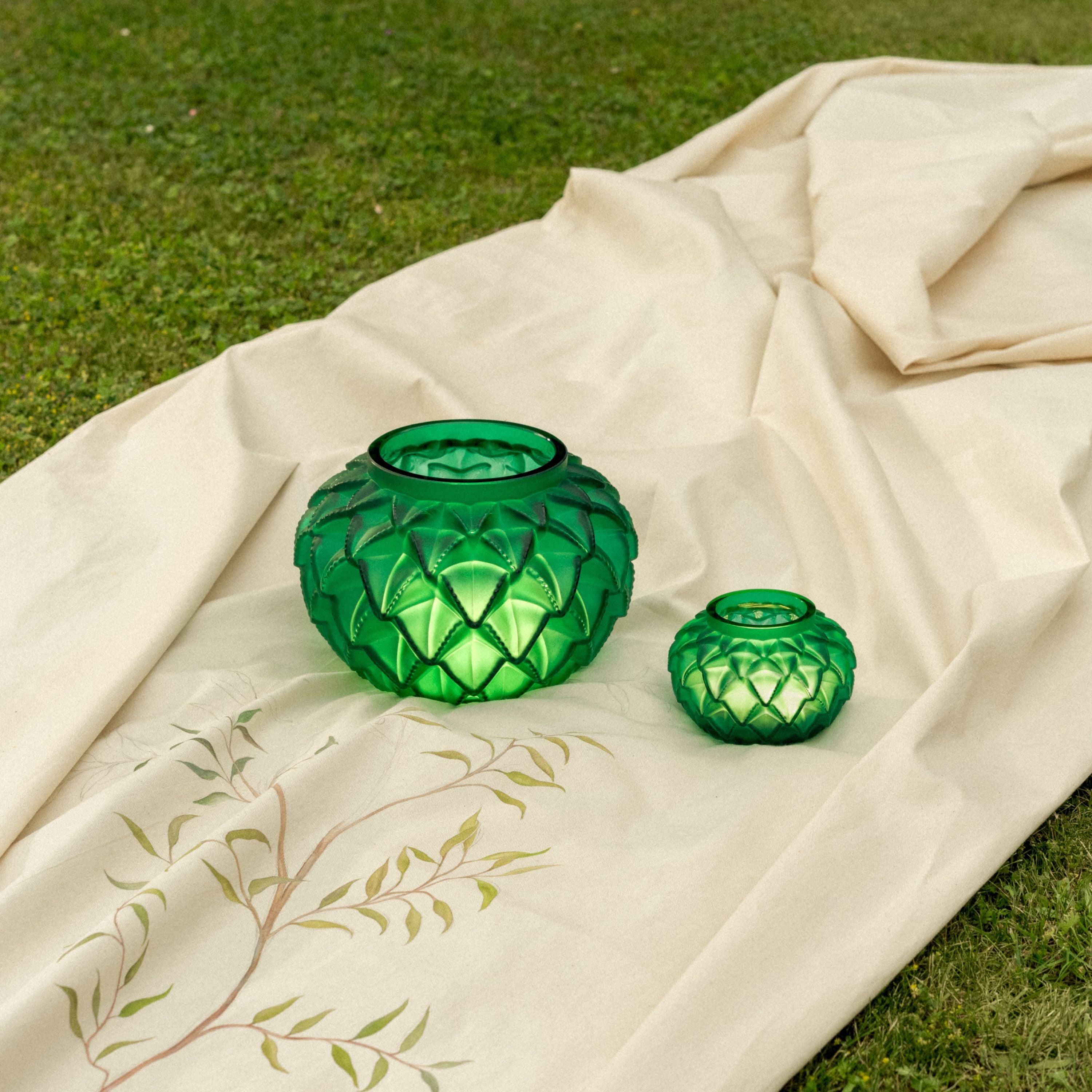 René Lalique Languedoc vaso grande in cristallo verde