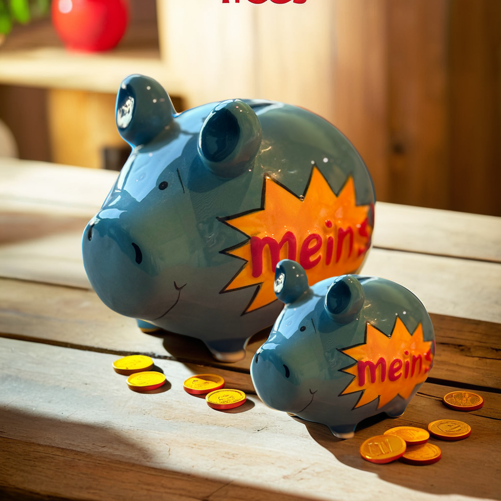 Sparschwein Company Meins salvadanaio piccolo blu regalo