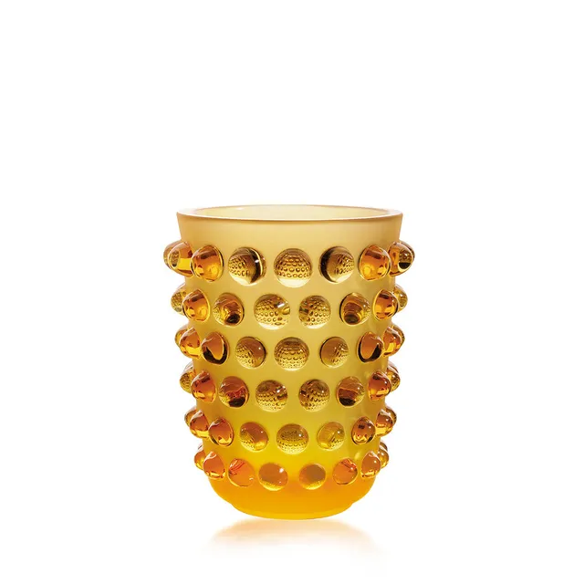 Lalique Mossi vaso cristallo ambra taglia M moderno