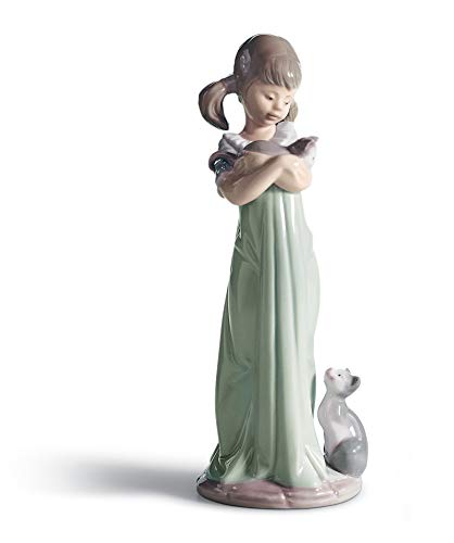 Lladró Sculture Ragazza con Gattini figurina porcellana