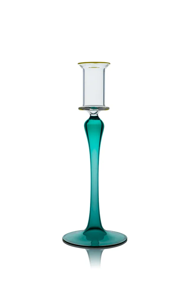 Vaporetto Luce candeliere vetro borosilicato verde 22 cm
