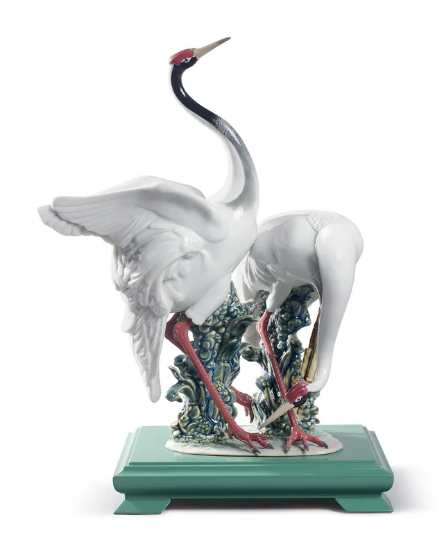 Lladró Alta Porcellana Scultura Coppia di gru porcellana