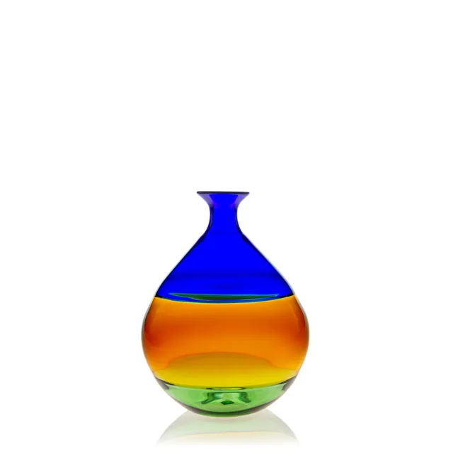 Vaporetto Dolcevita N°5 vaso vetro Murano incalmo blu verde