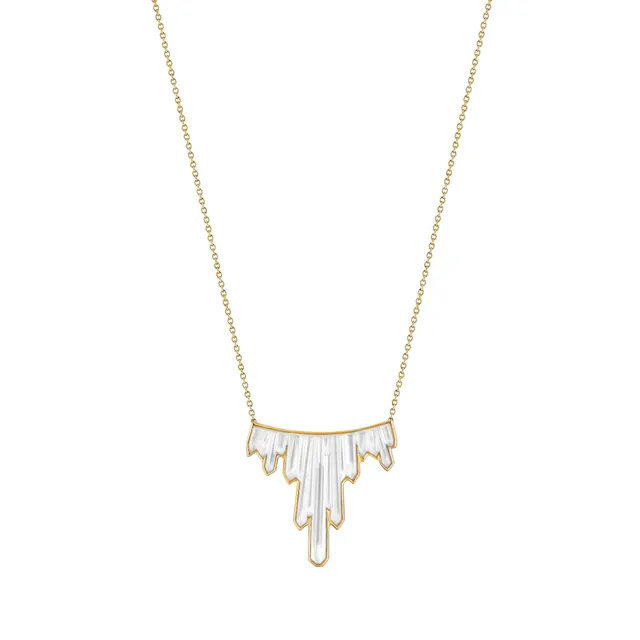 Lalique Terramineral collana 3 cristalli placcato oro