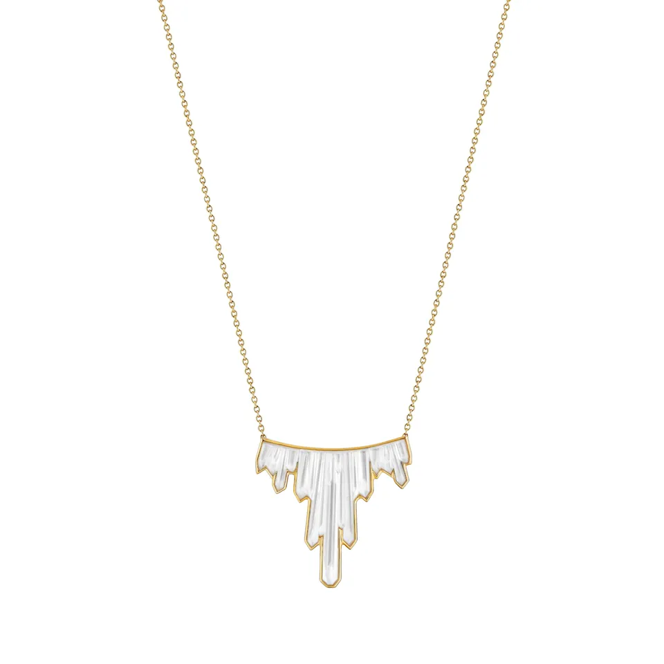 Lalique Terramineral collana 3 cristalli placcato oro