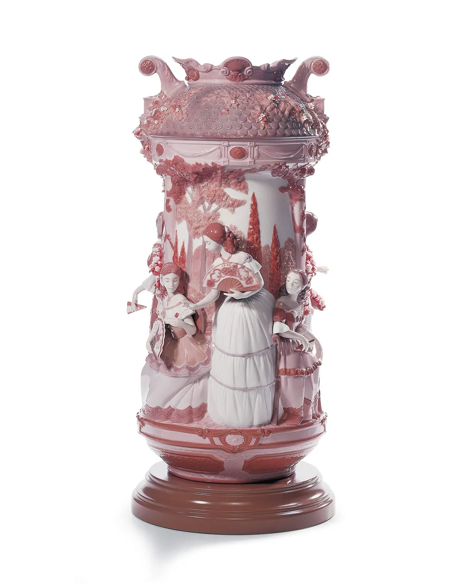 Lladró Vaso Damas in Giardino Rosso vaso serie limitata