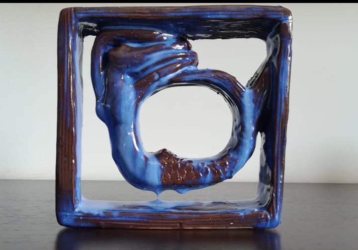 Raffaela Russo Sirena 02 scultura ceramica dipinta a mano