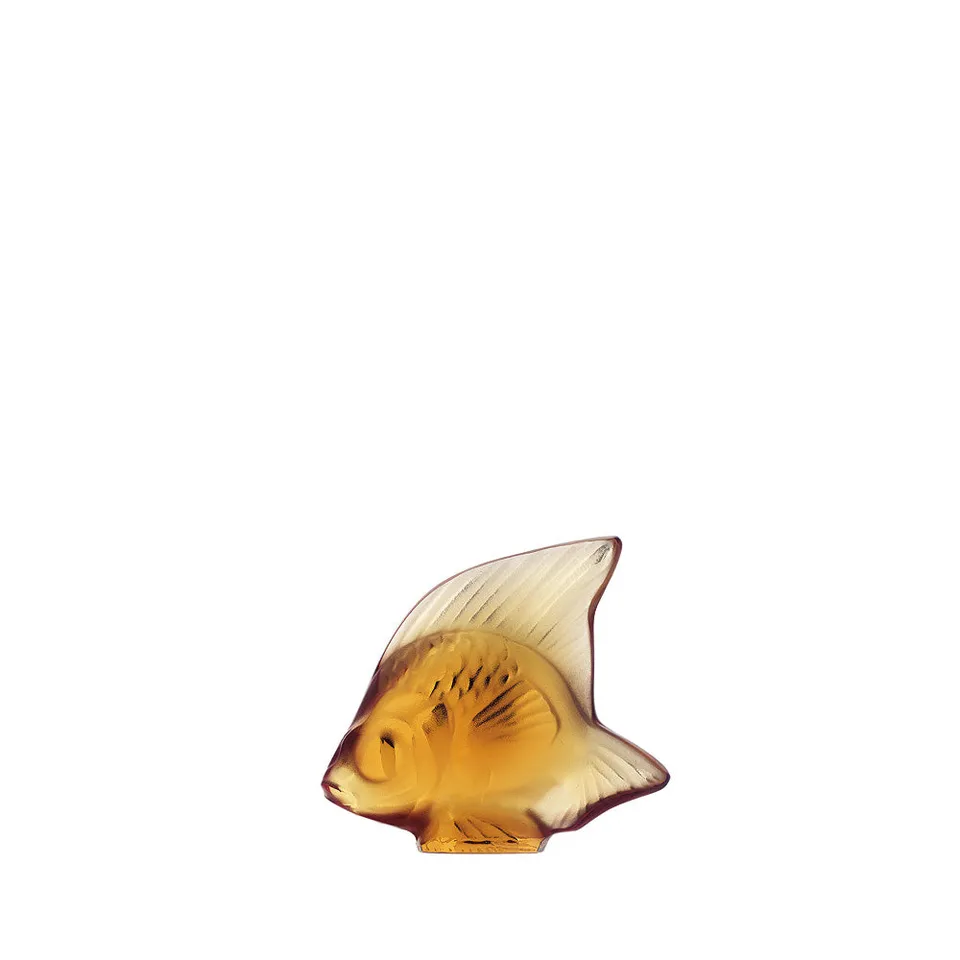 Lalique Pesce Scultura Cristallo Ambra Taglia S