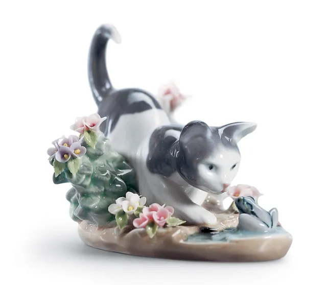 Lladró Sculture Il Gatto E La Rana figurina gatto