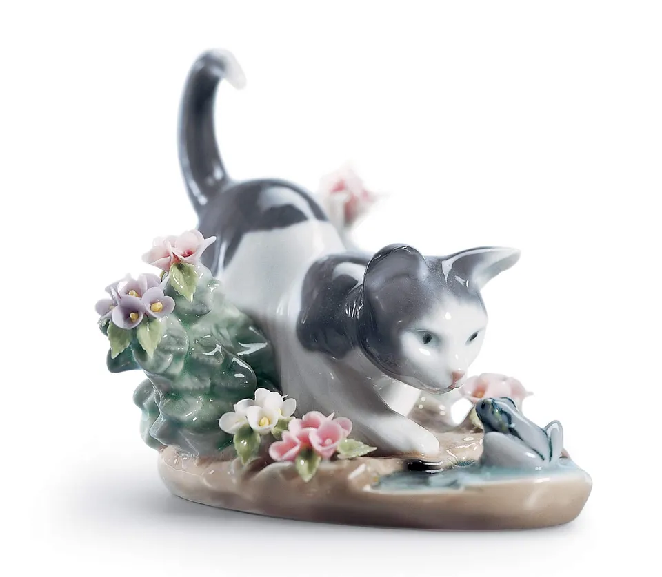 Lladró Sculture Il Gatto E La Rana figurina gatto