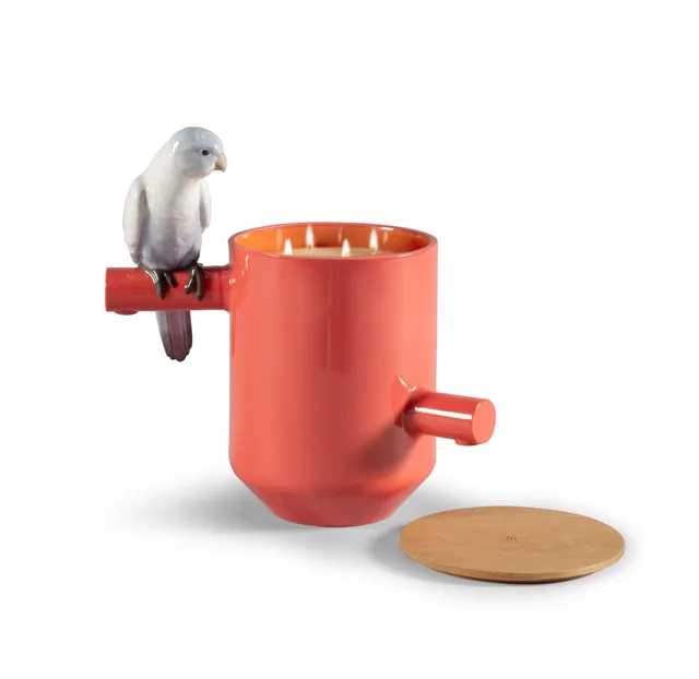 Lladró Candele Parrot's Treasure On Prairie candela rossa porcellana