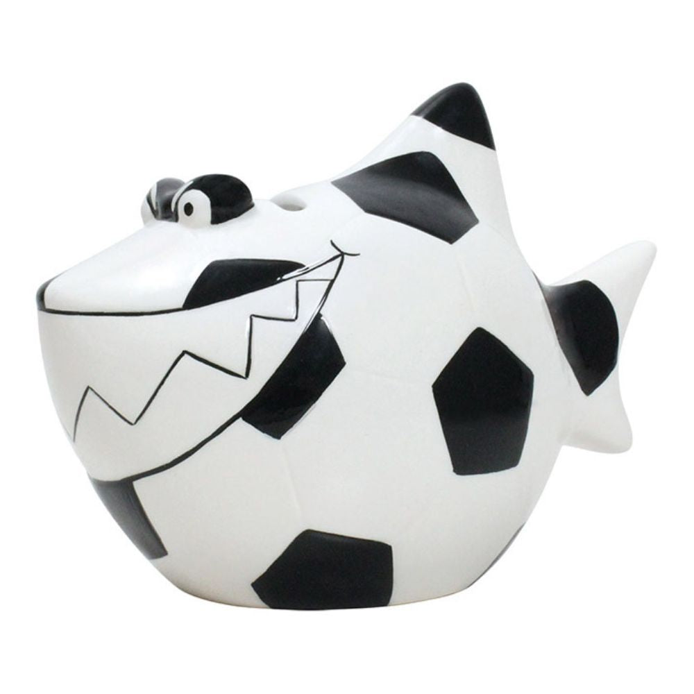 Sparschwein Company Fußball salvadanaio squalo bianco ceramica