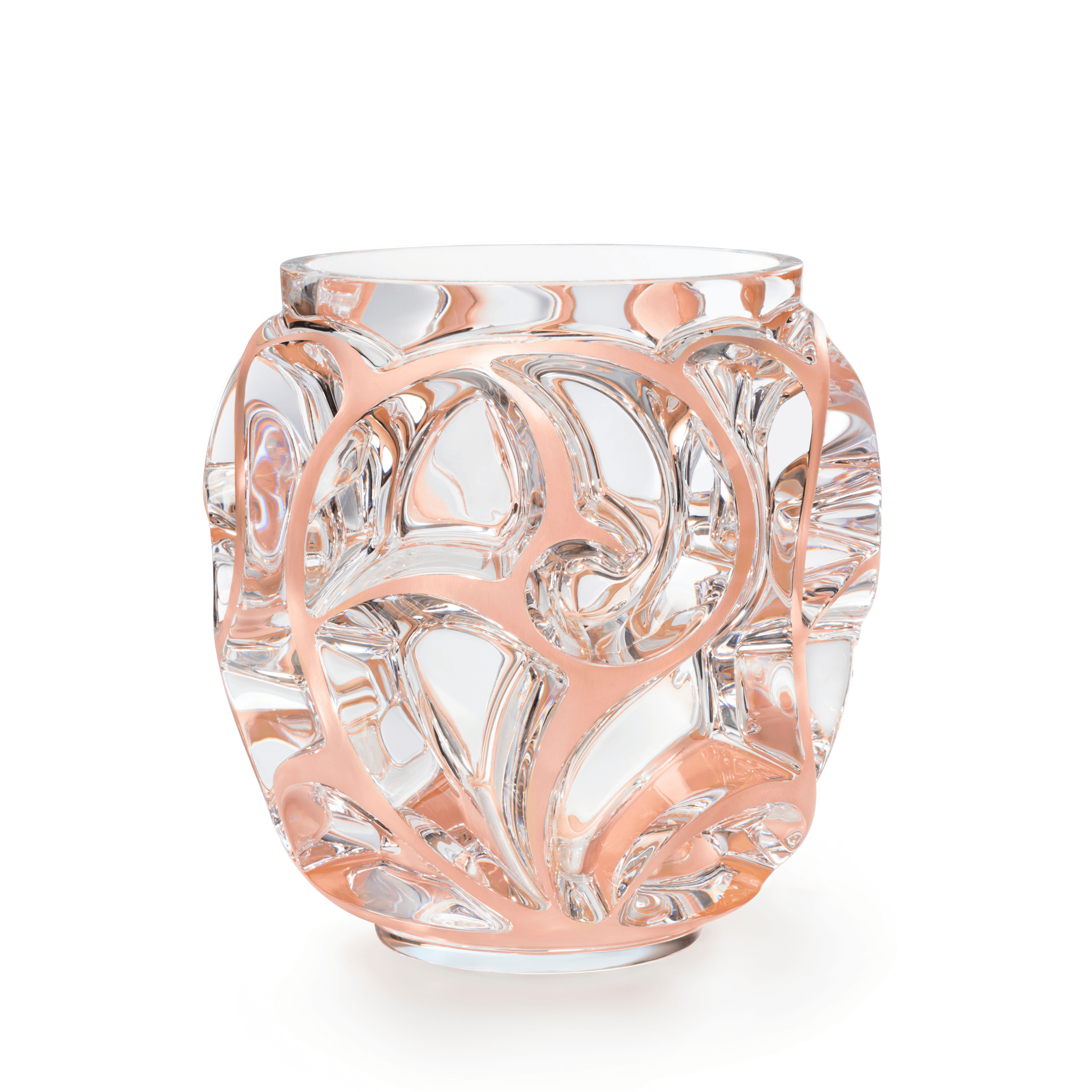 Lalique Tourbillons Vaso XXL Cristallo Patina Corallo