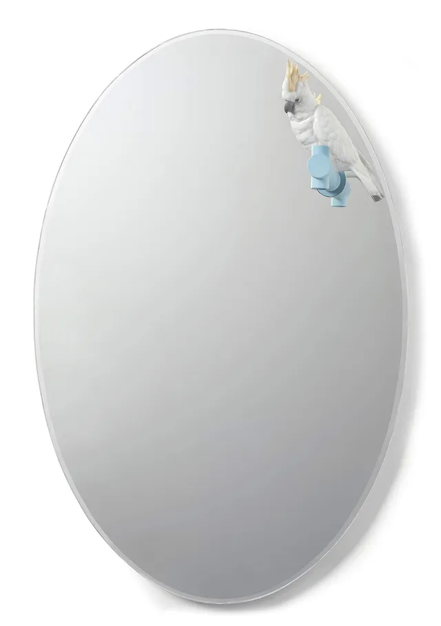 Lladró Parrot Shine II specchio porcellana decorativo da parete