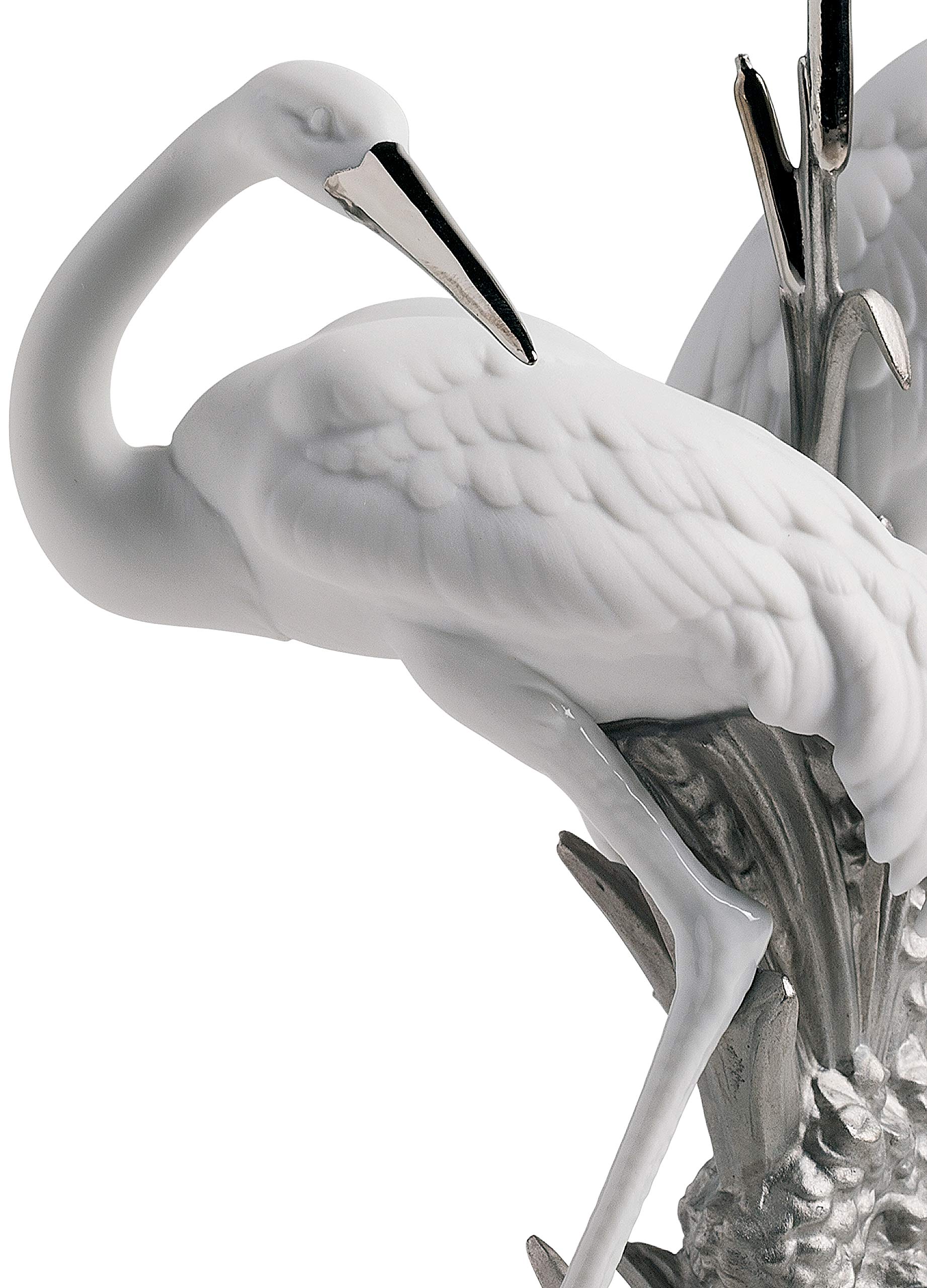 Lladró Coppia di Gru scultura porcellana lustro argento