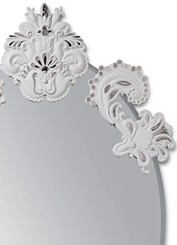 Lladró Accessori Decorativi Specchio ovale parete argento bianco porcellana