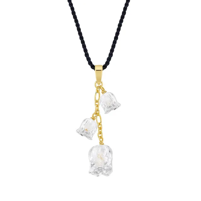 Lalique Muguet Ciondolo Cristallo Oro 3 Elementi