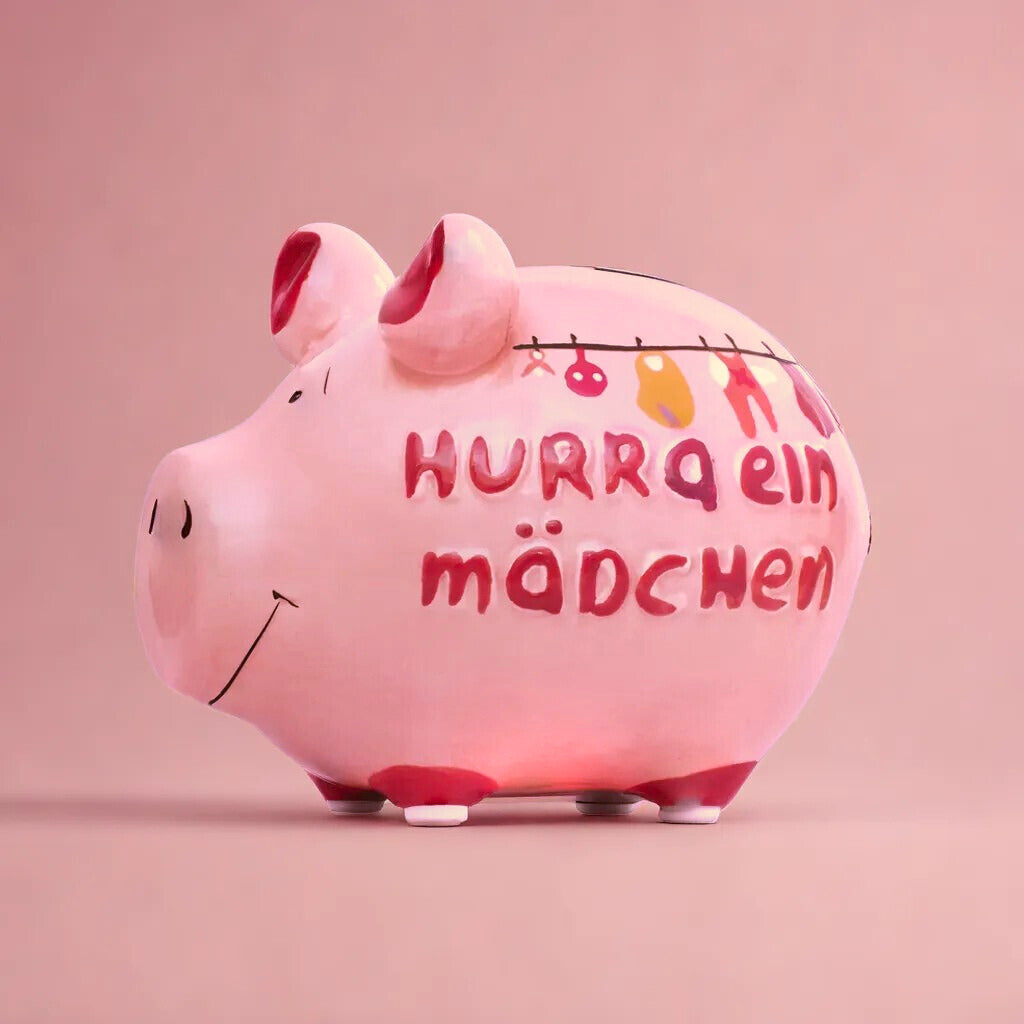 Sparschwein Company Kleinschweine Hurra ein Mädchen salvadanaio rosa
