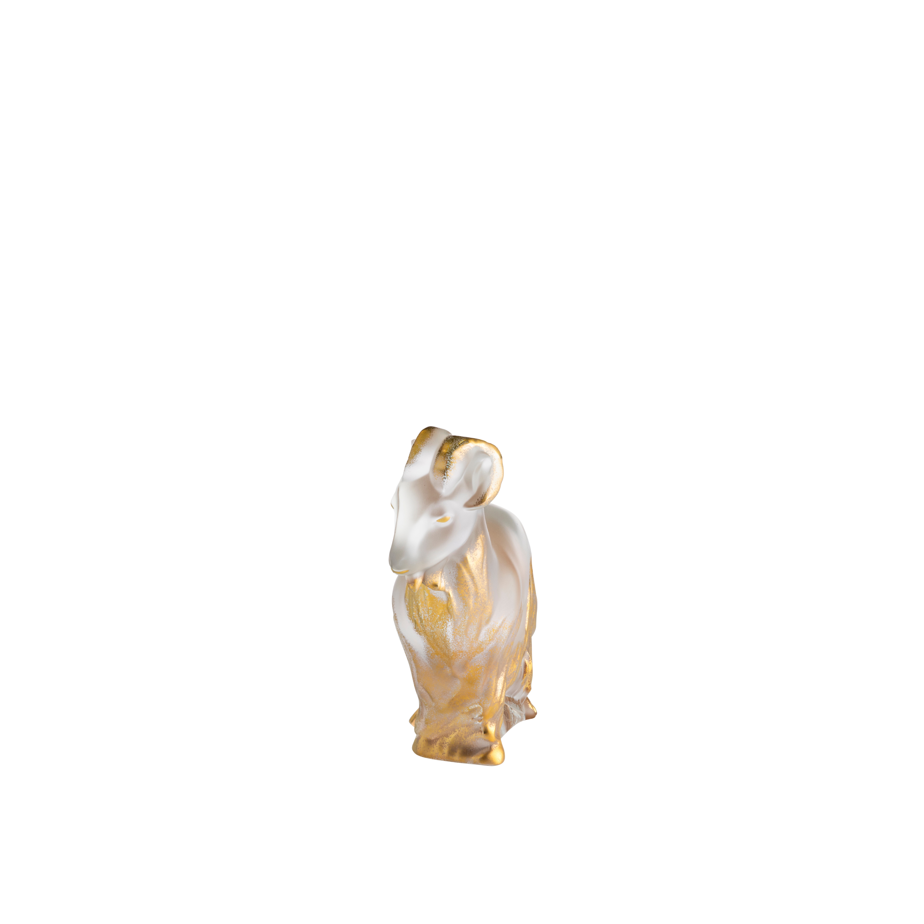 Lalique Goat sculpture scultura cristallo satinato oro
