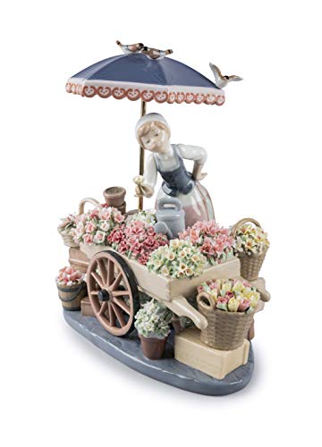 Lladró Donna Fioraia scultura alta porcellana fiori