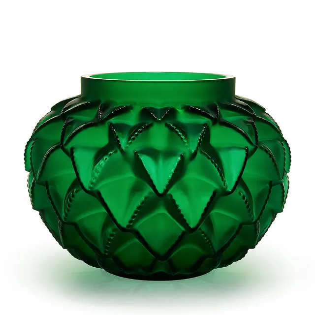 René Lalique Languedoc vaso grande in cristallo verde