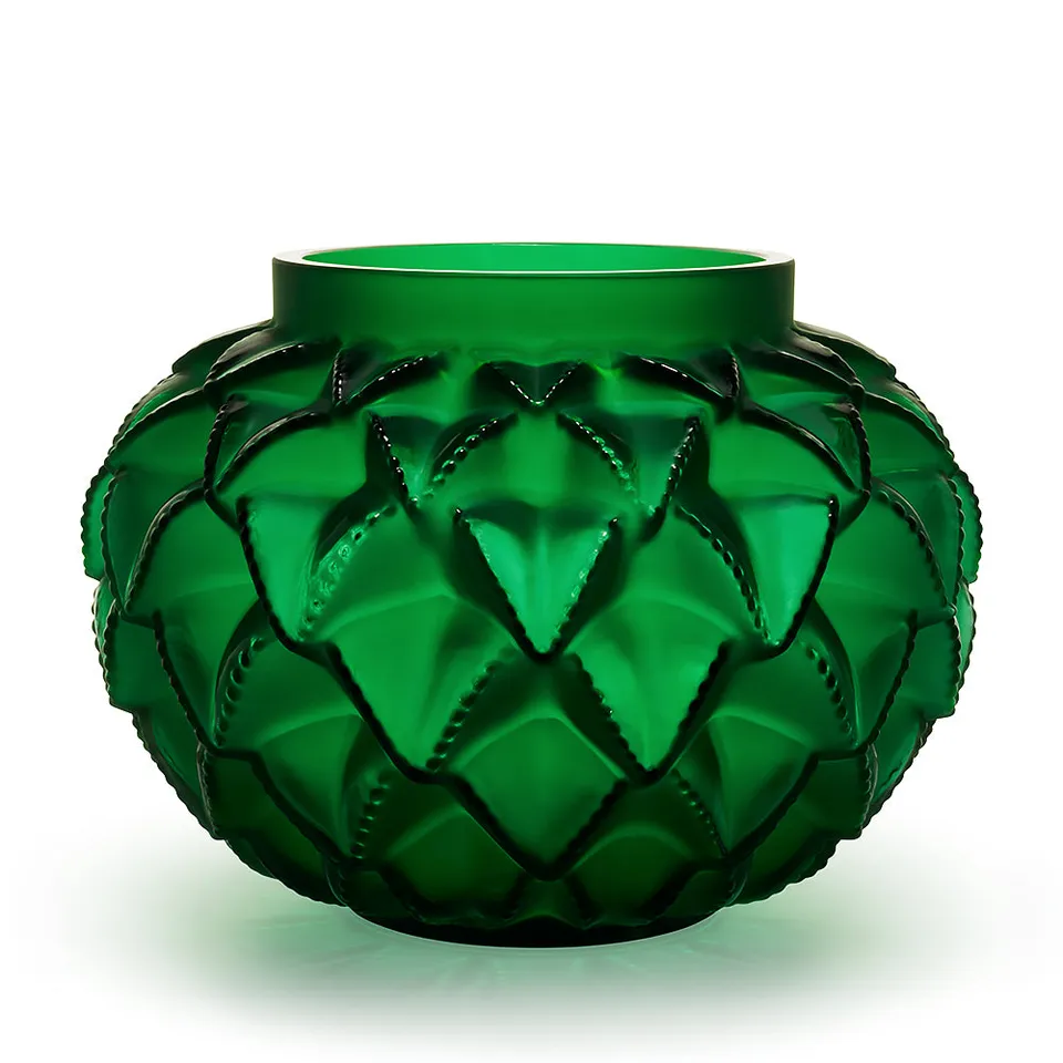 René Lalique Languedoc vaso grande in cristallo verde