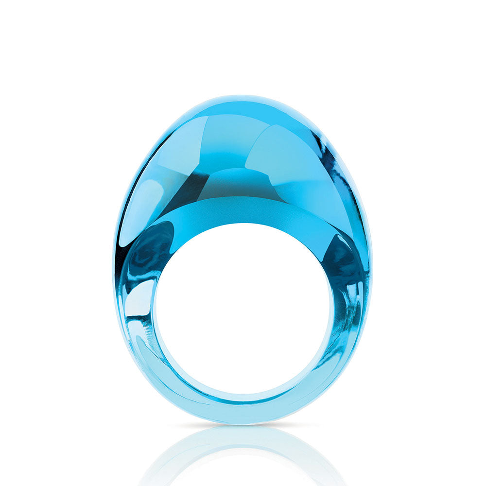 Lalique Jewellery Cabochon anello cristallo blu chiaro 49
