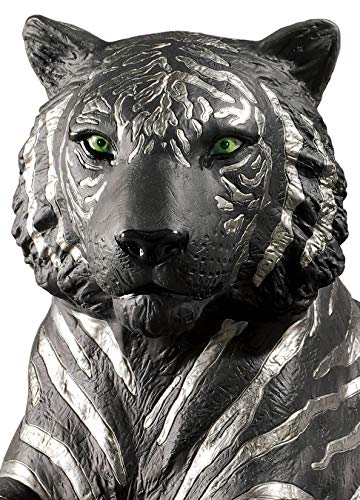 Lladró Sculture Tigre argento e nero figurina porcellana lustro